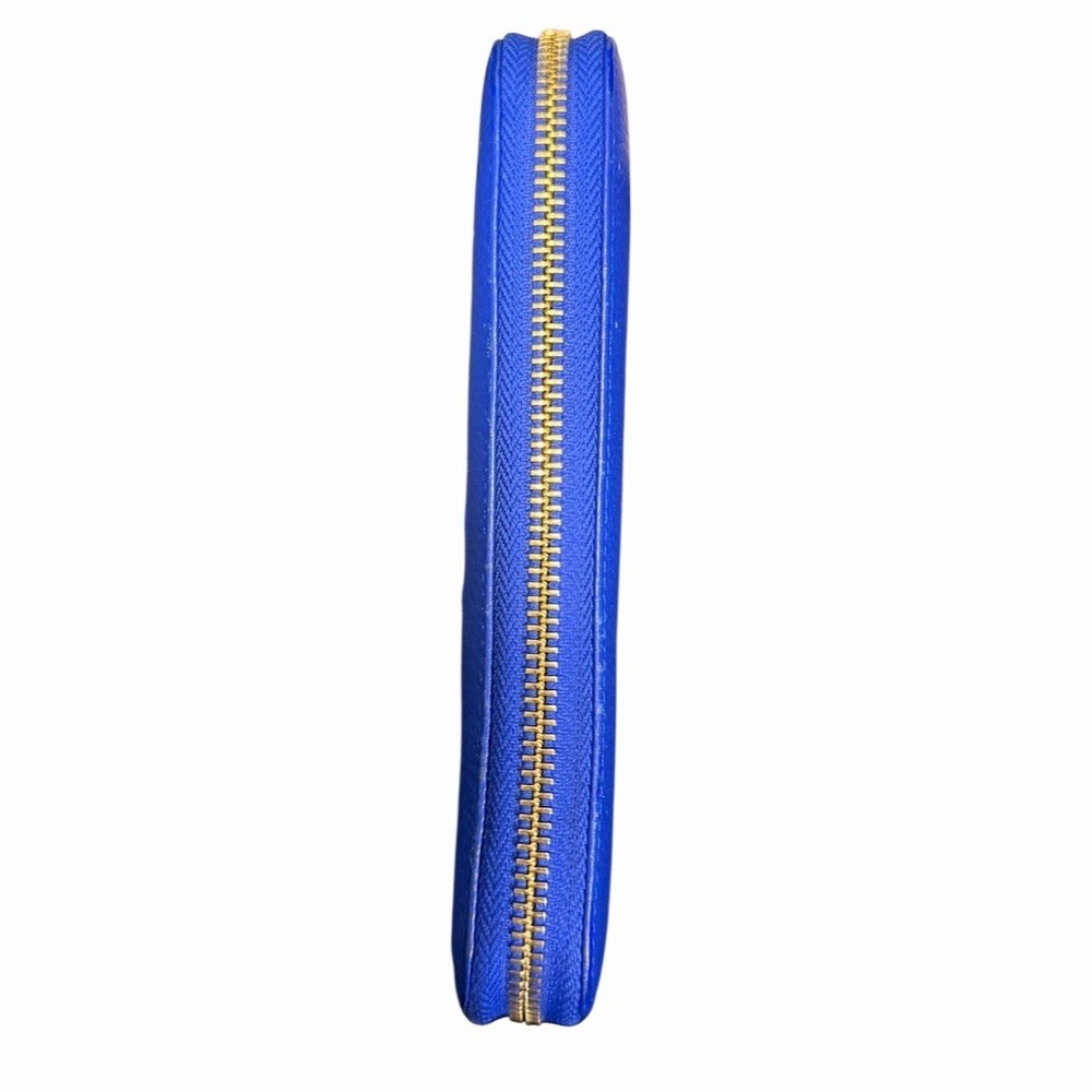 Tory Burch Blue Pebbled Leather Wallet Zip-Around Continental Tassel - Picture 6 of 7